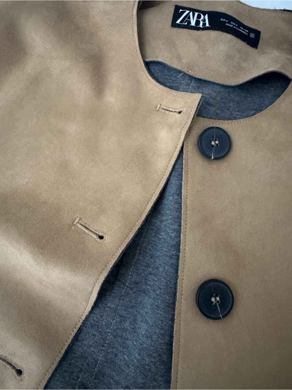 ZARA woman Tan Button down jacket